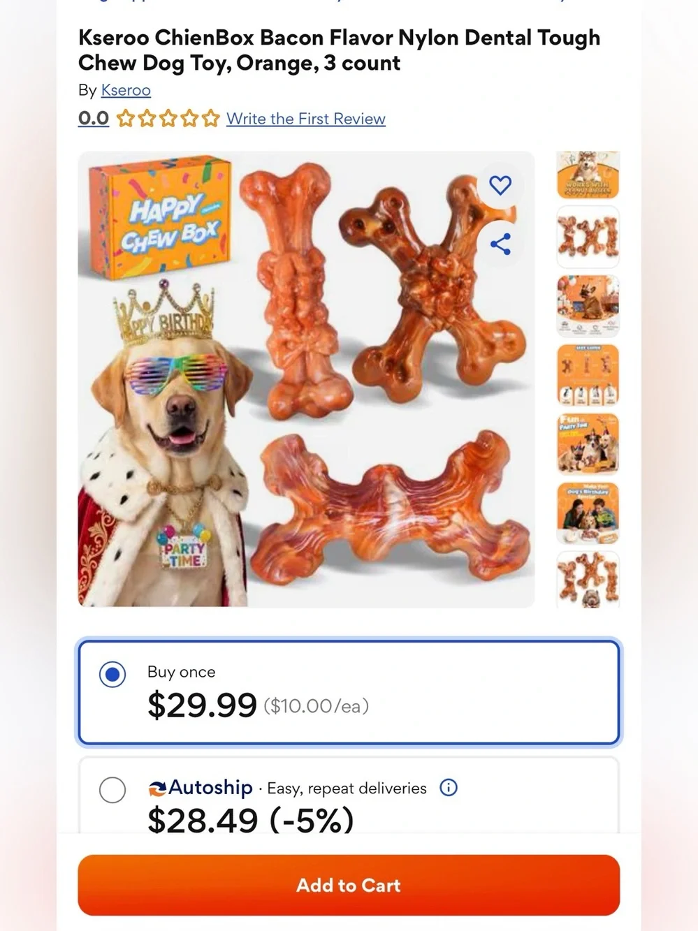 Happy Chew Box chienbox bacon flavor dog birthday puppy pets